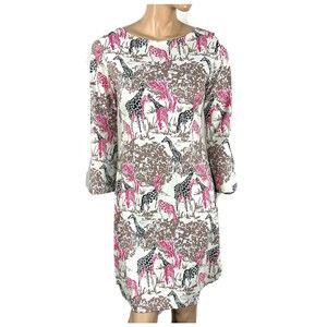Matty M Dress Women’s Size S Tunic Shift Giraffe Print Jersey 3/4 Sleeve NWT